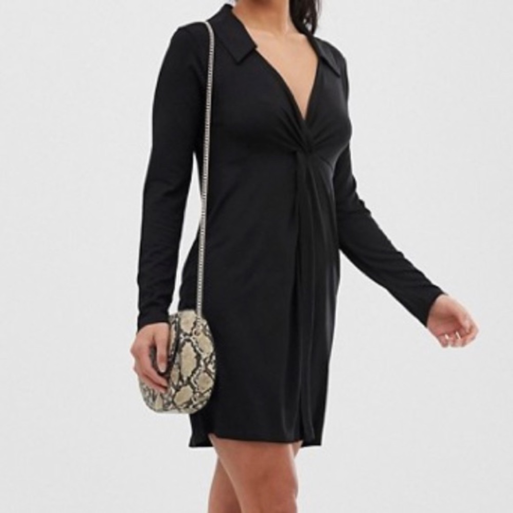 ASOS DESIGN Petite twist front shirt dress